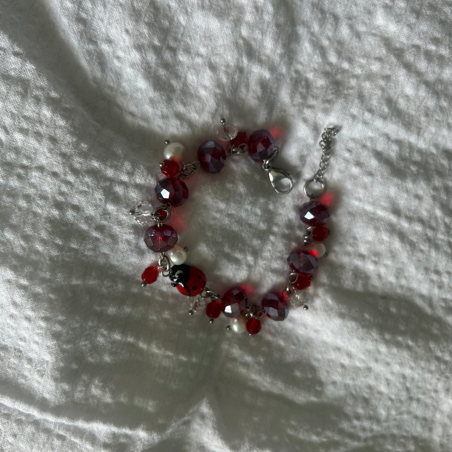 Ladybug glass bracelet