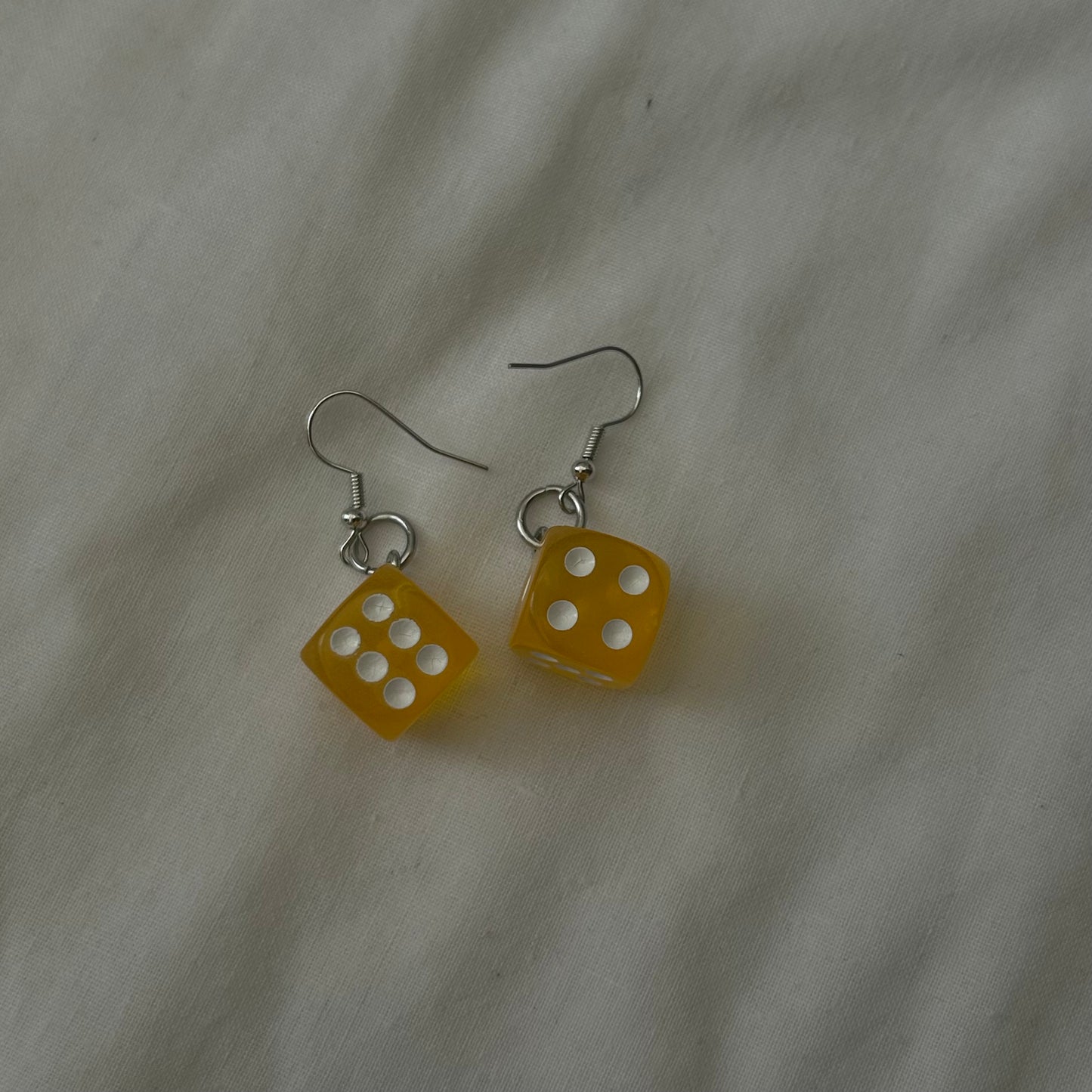 Yellow dice earrings