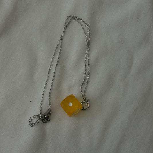 Yellow dice necklace