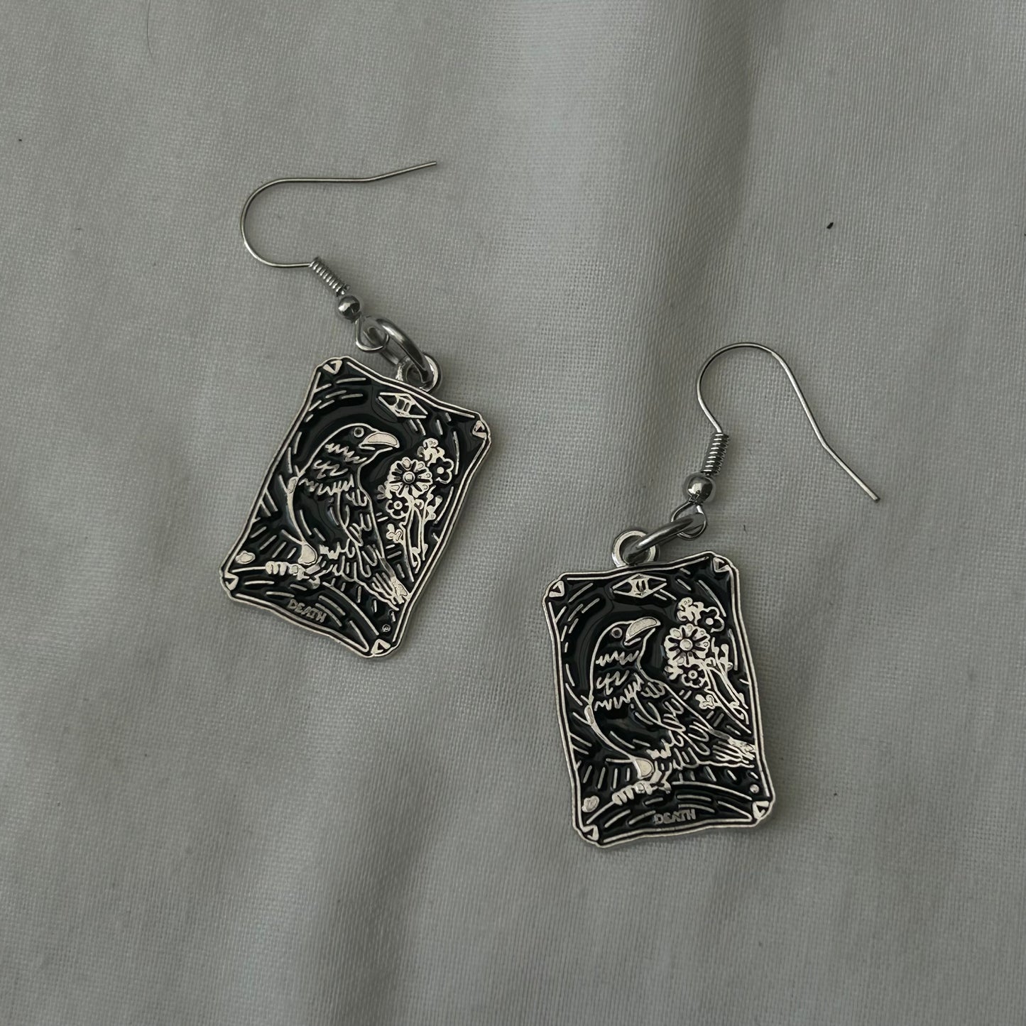 Death tarot card earrings