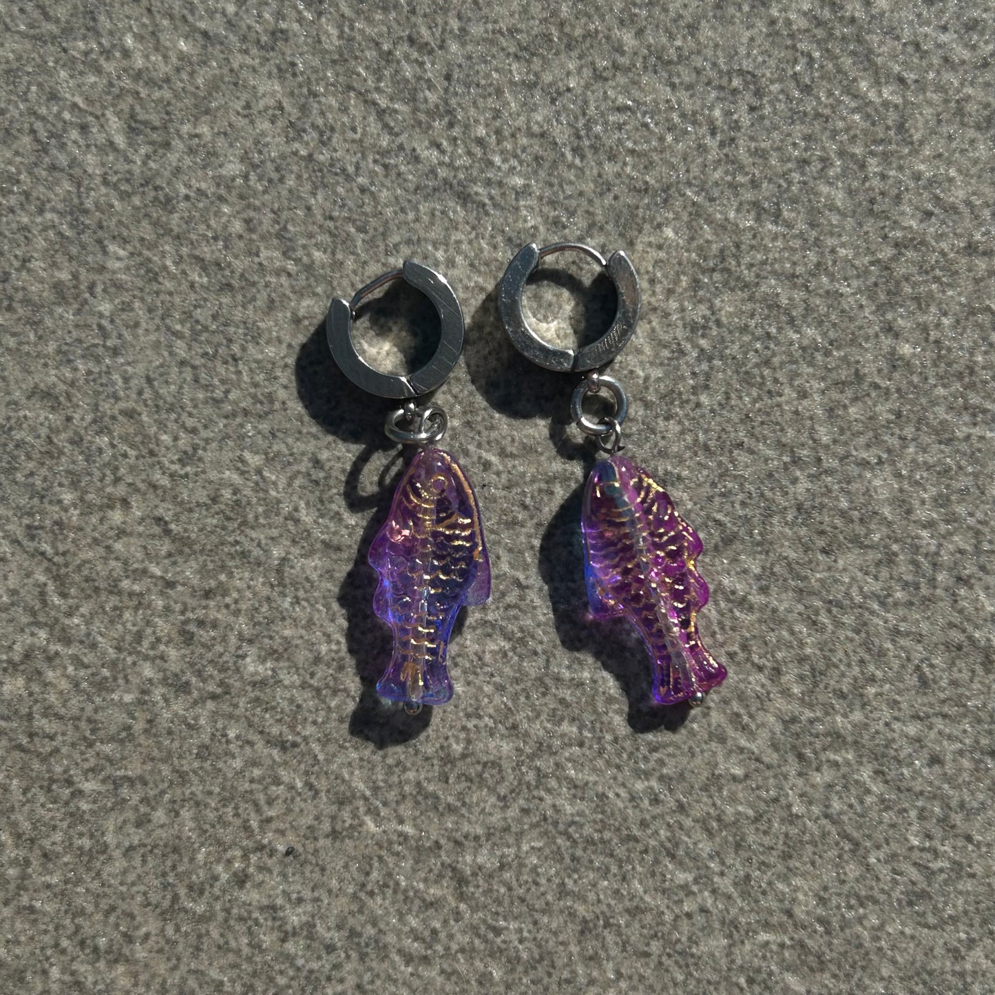 jelly blue & purple fish earrings