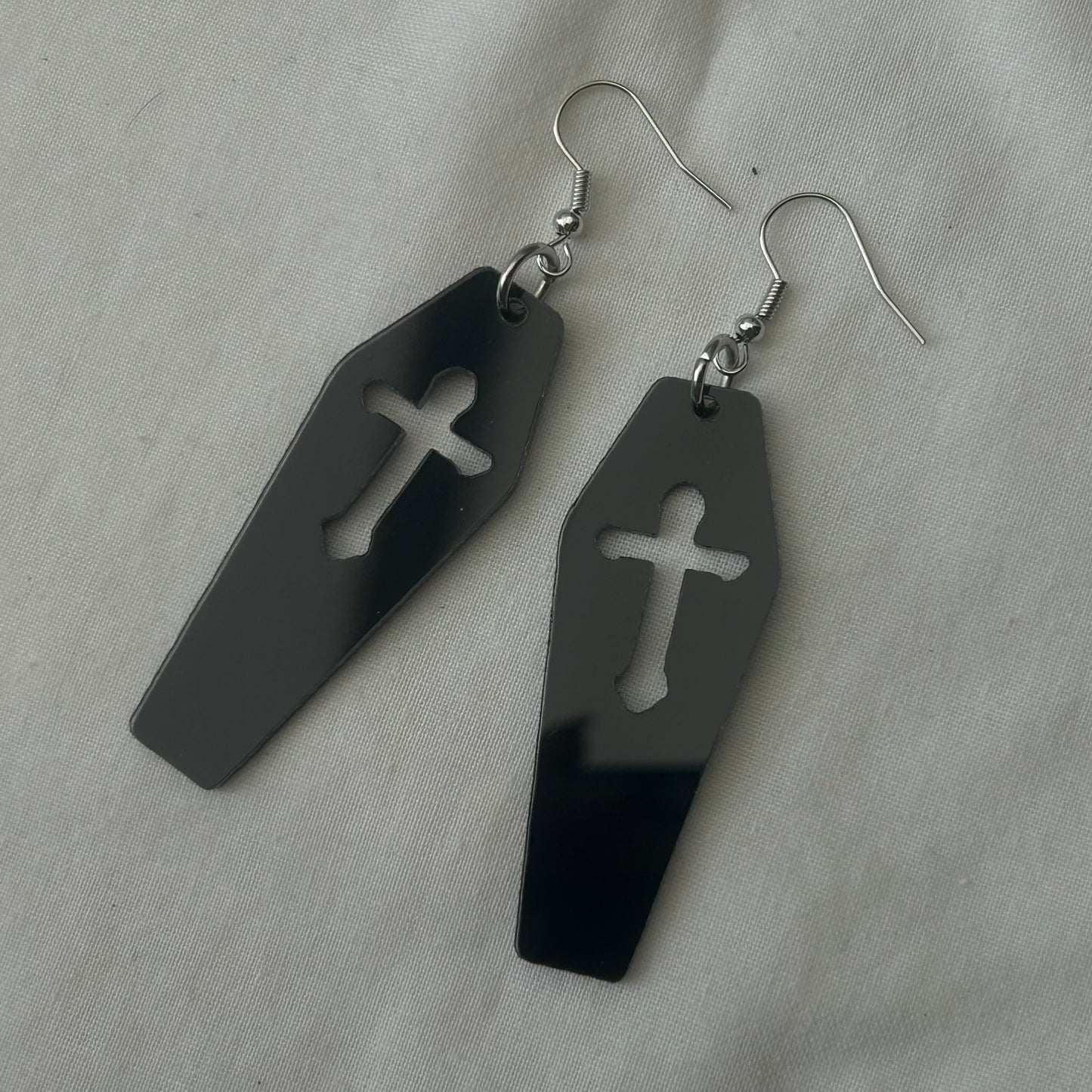 Coffin acrylic black earrings