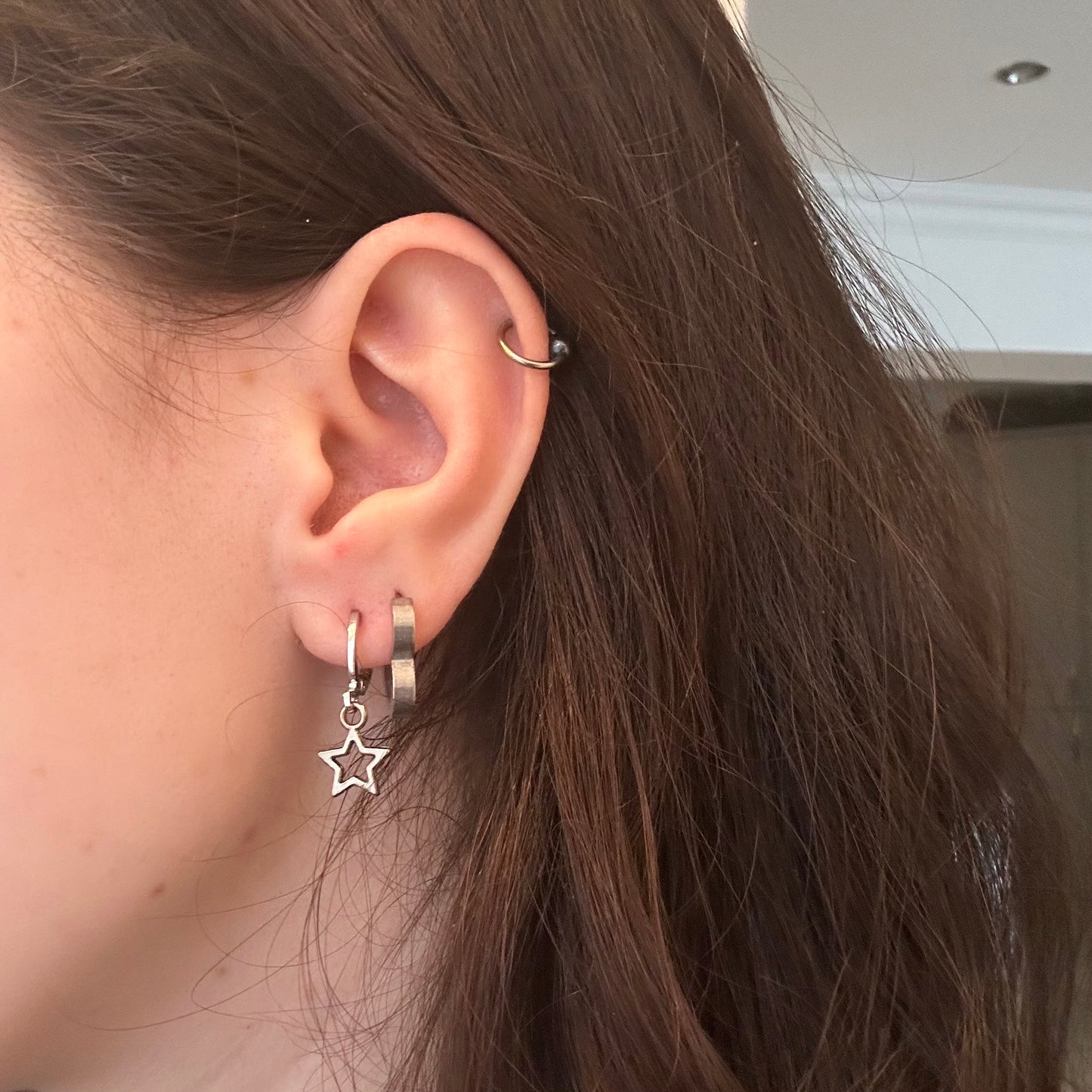 stainless steel huggie hearts