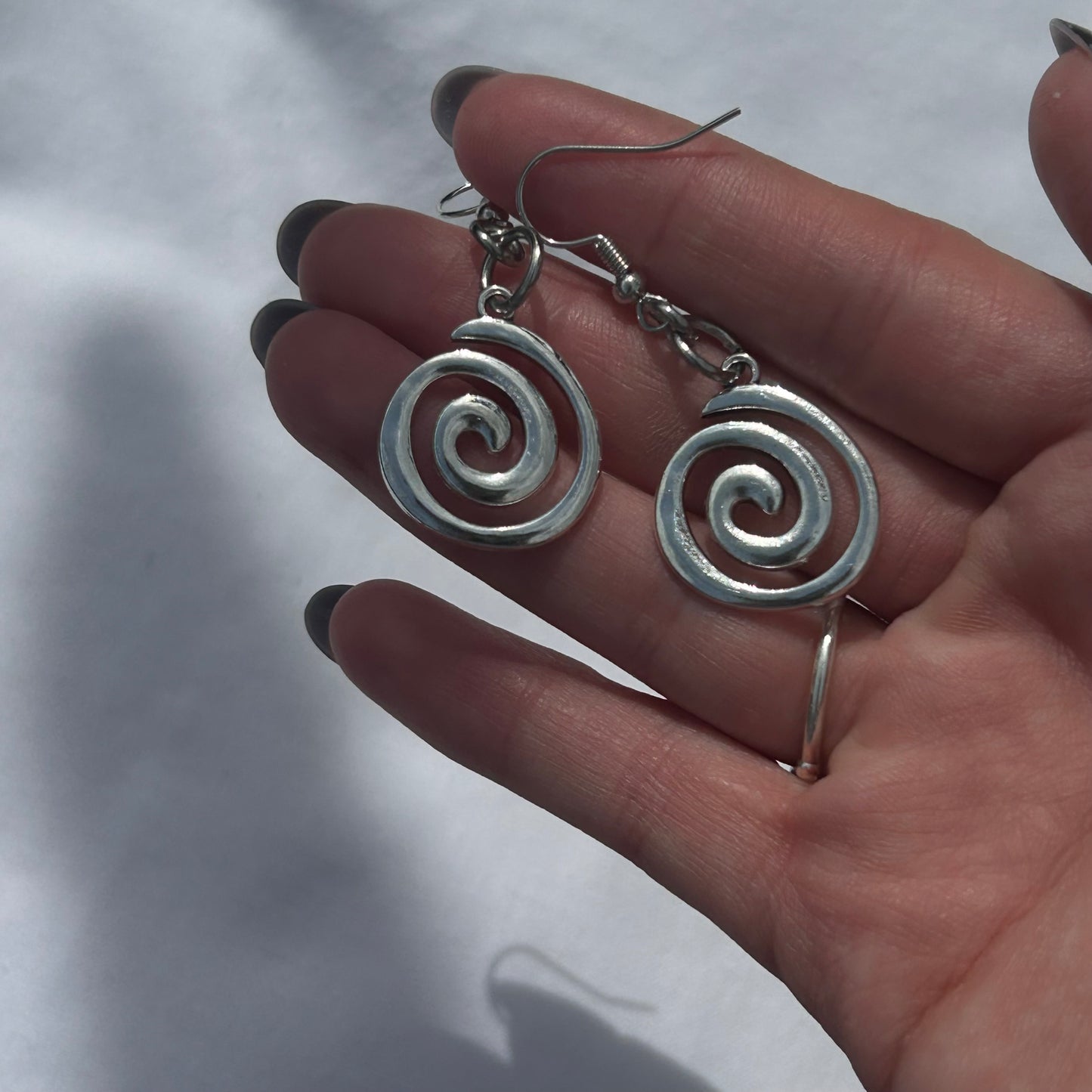 Silver spiral earrings