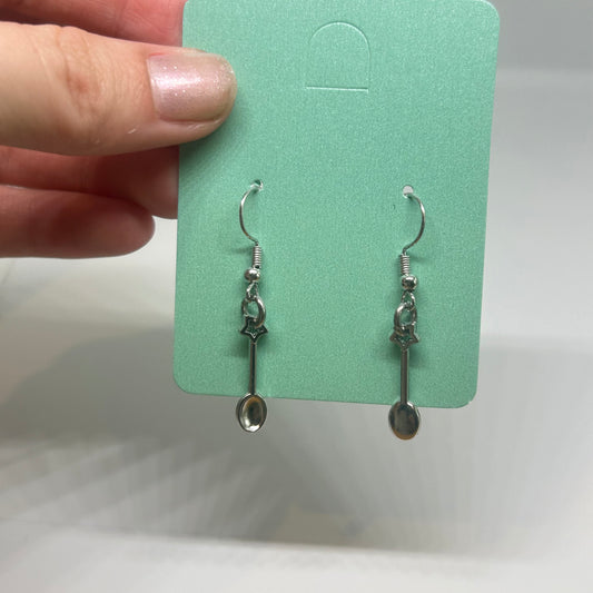 Silver spoon star earrings