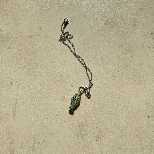 Tarmazinite czech glass fish necklace