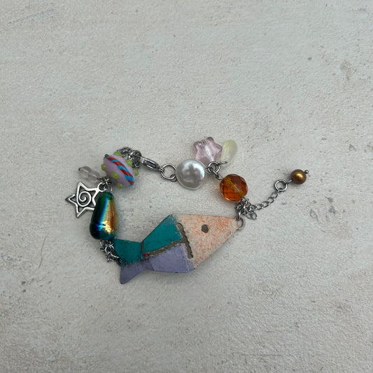 Metal fish cluster bracelet
