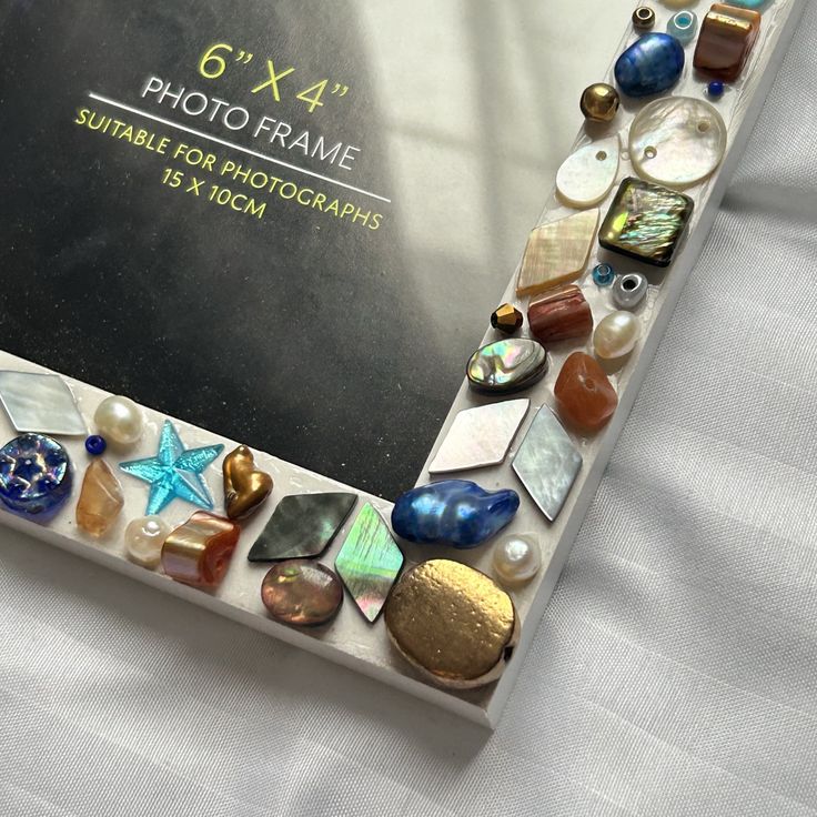 OOAK mother of pearl abalone, shell and frehswater pearl 6'x4' photo frame